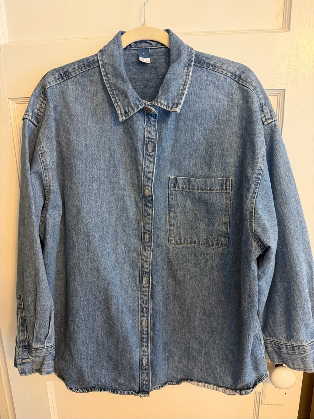 Old Navy Women’s Light Wash Denim Button-Down Shirt